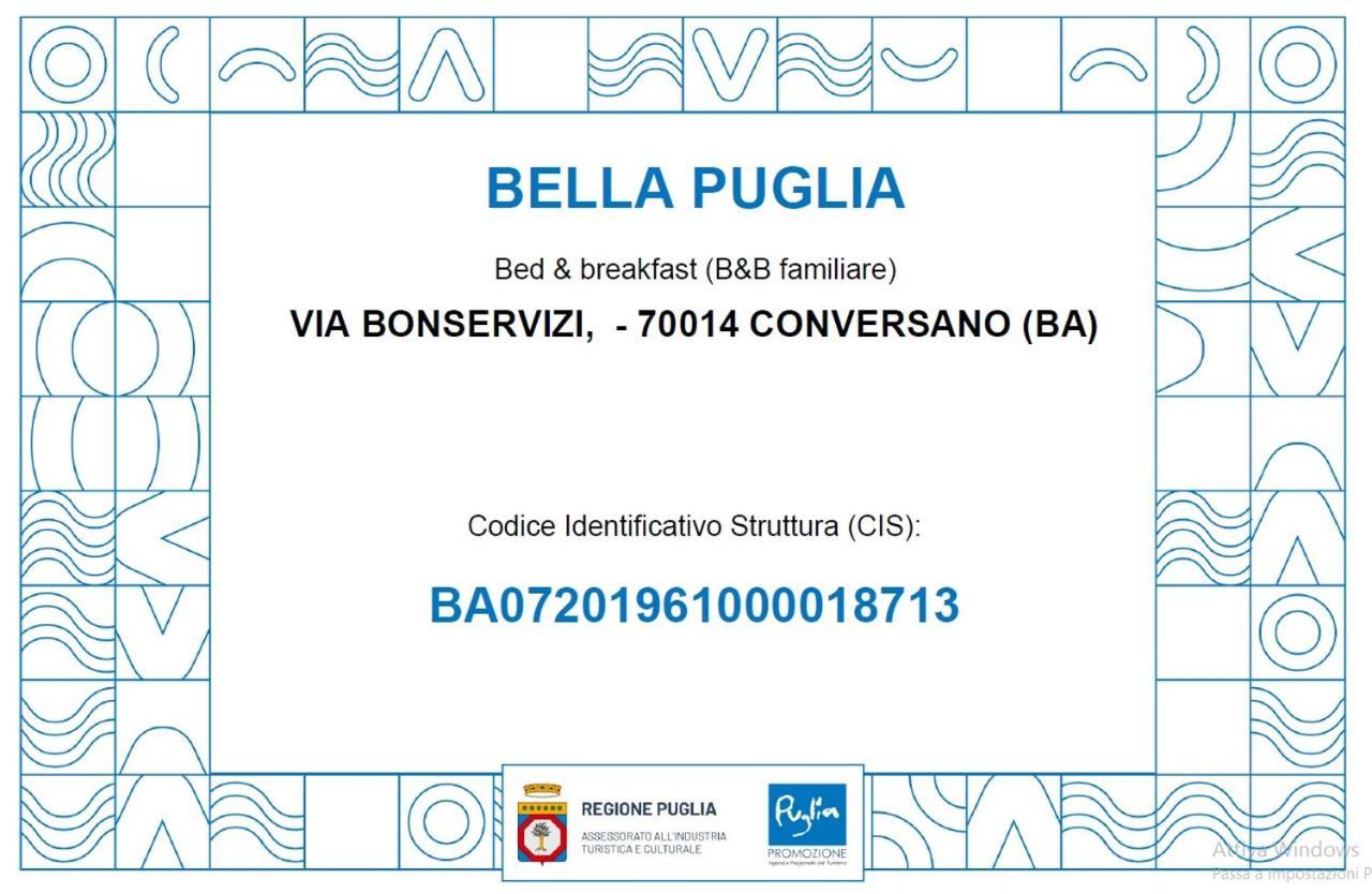 לינה וארוחת בוקר קונברסאנו Bella Puglia מראה חיצוני תמונה